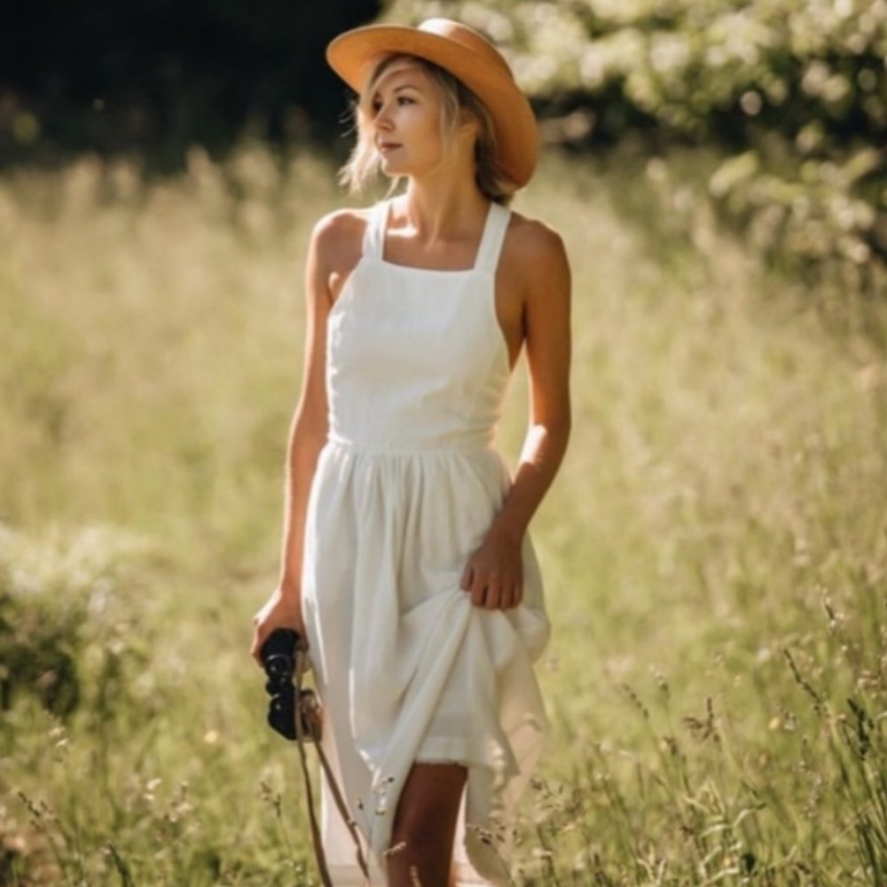 Wilfred White Linen Midi Dress Size 6